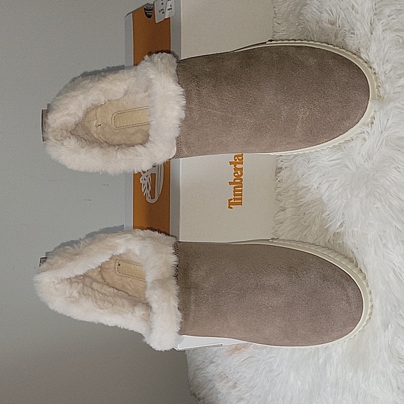 Timberland Skyla Bay Warm Lined Slip-on Shoe Taupe Suede US 9.5 - Picture 3 of 4